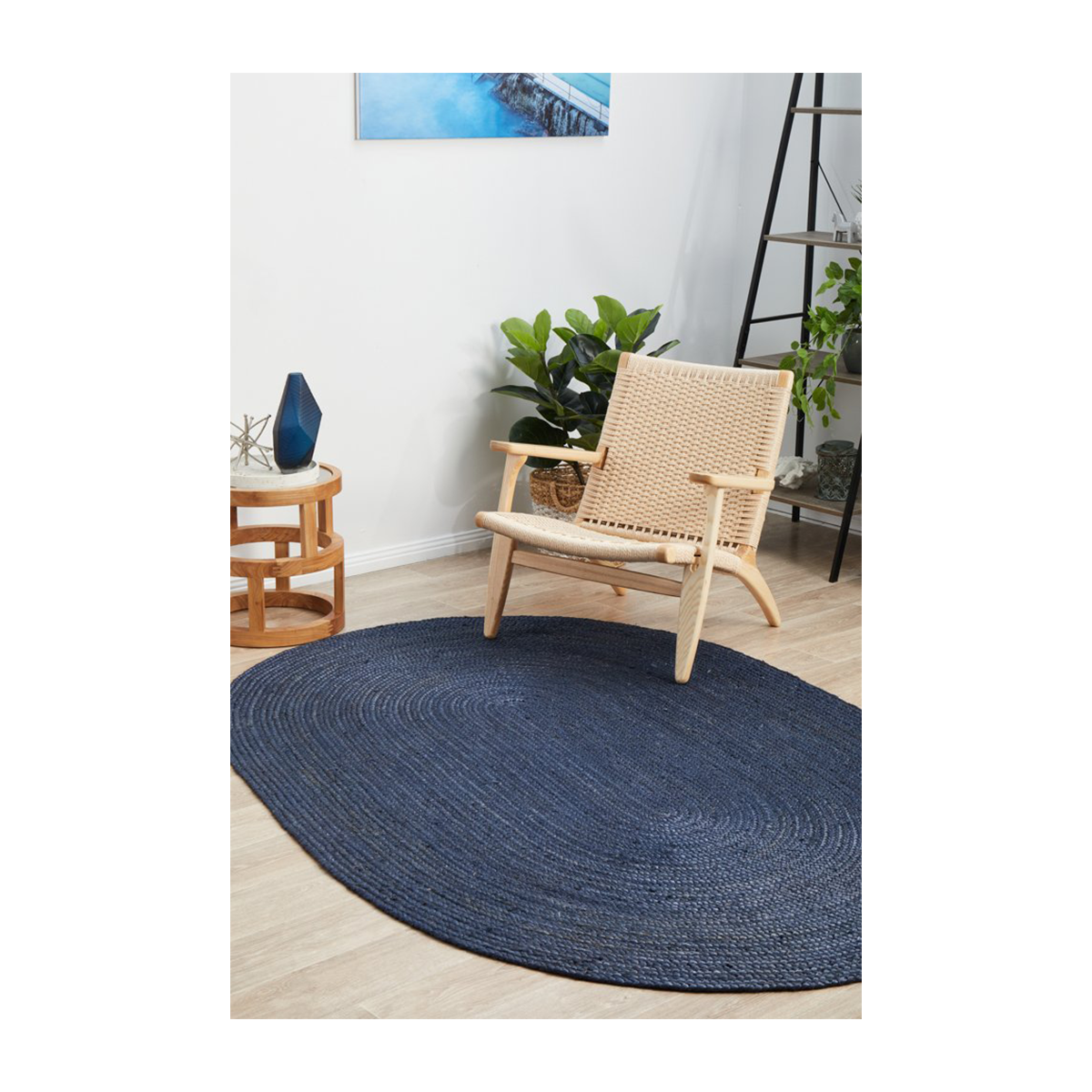 Bondi Oval Rug (Navy)