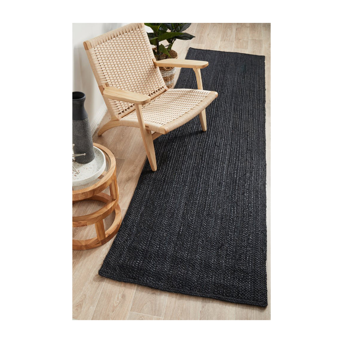 Bondi Rectangle Runner Rug (Black)