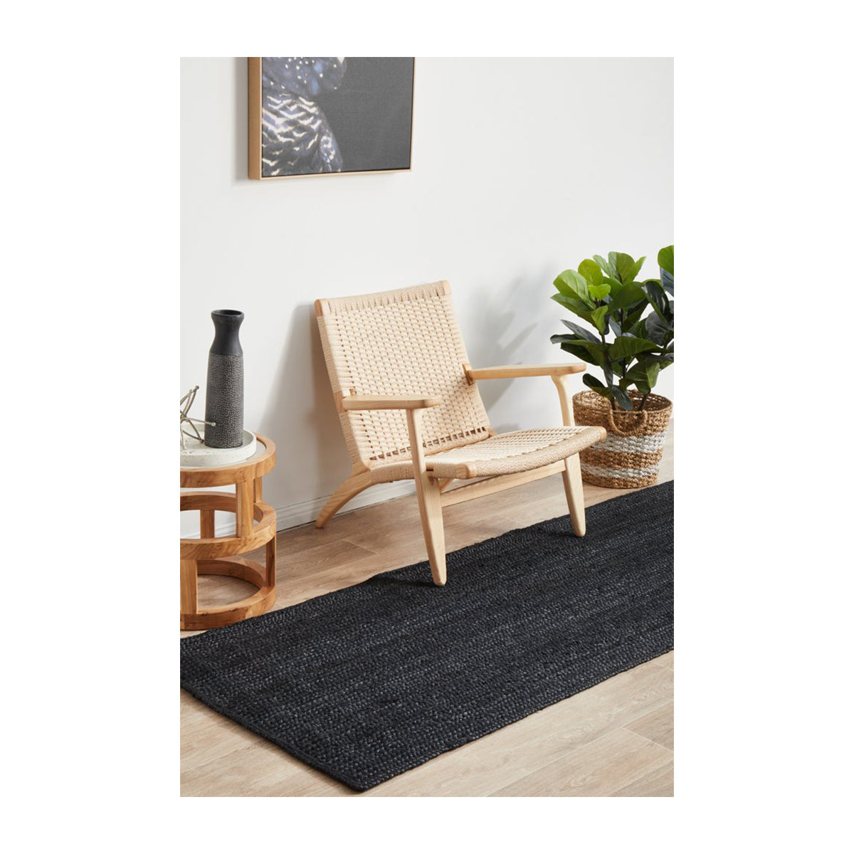 Bondi Rectangle Runner Rug (Black)