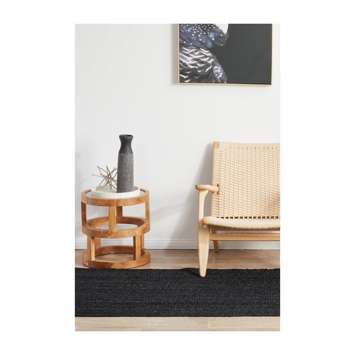 Bondi Rectangle Runner Rug (Black)