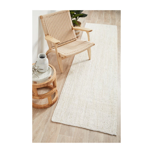 Bondi Rectangle Runner Rug (White)