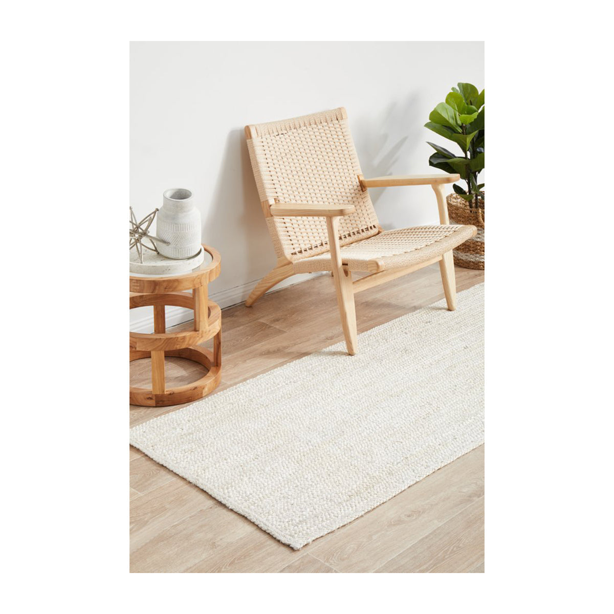 Bondi Rectangle Runner Rug (White)