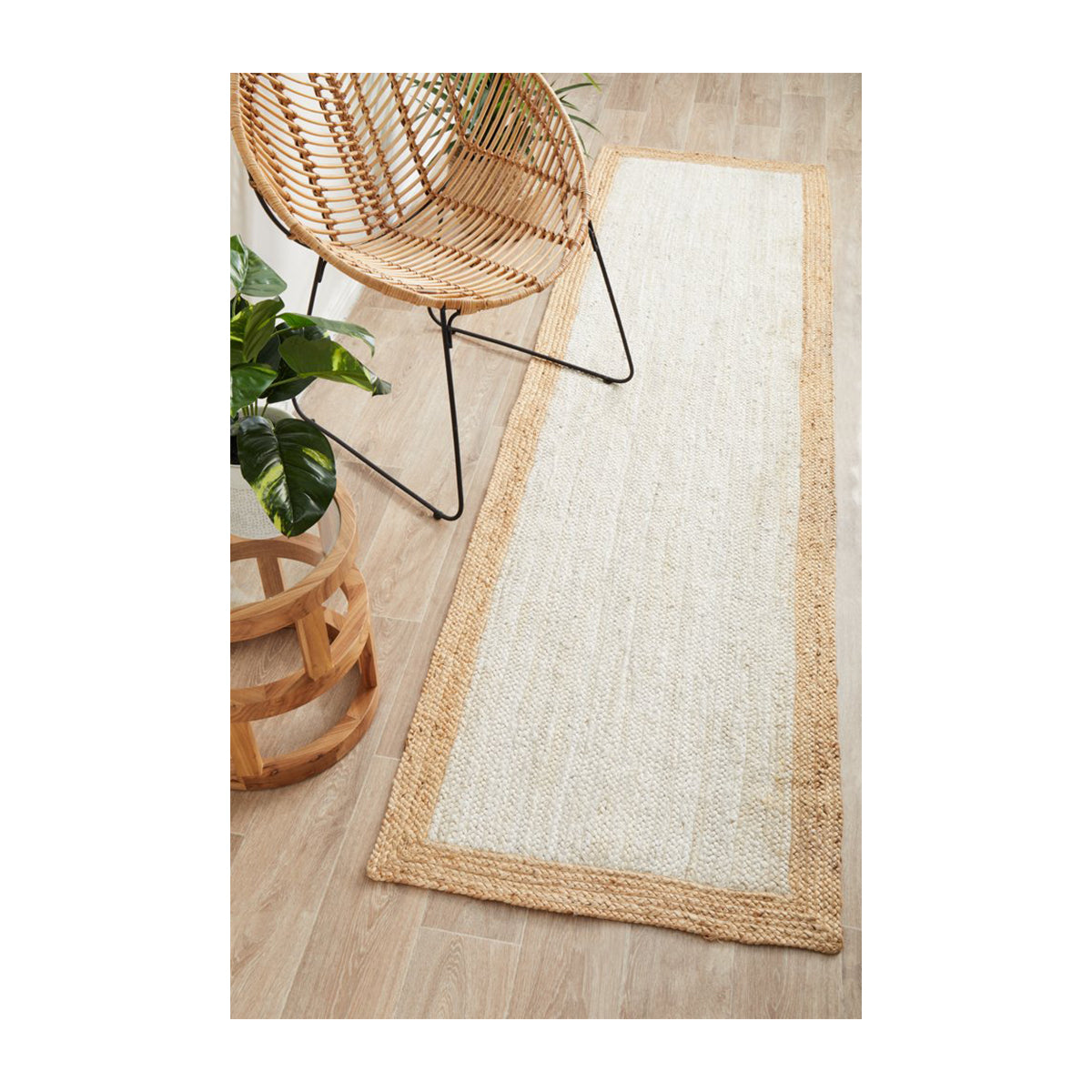Noosa 333 Runner Rug (White, Natural)
