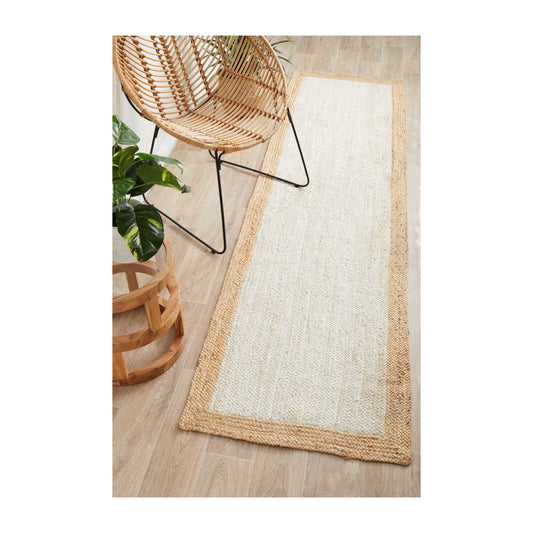 Noosa 333 Runner Rug (White, Natural)