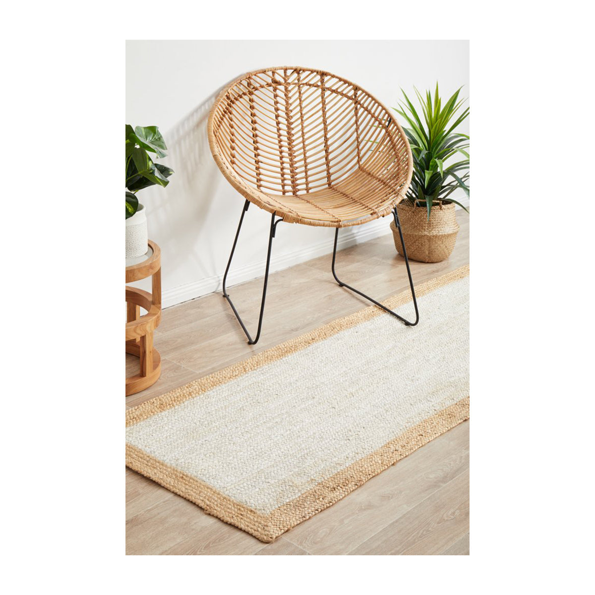 Noosa 333 Runner Rug (White, Natural)