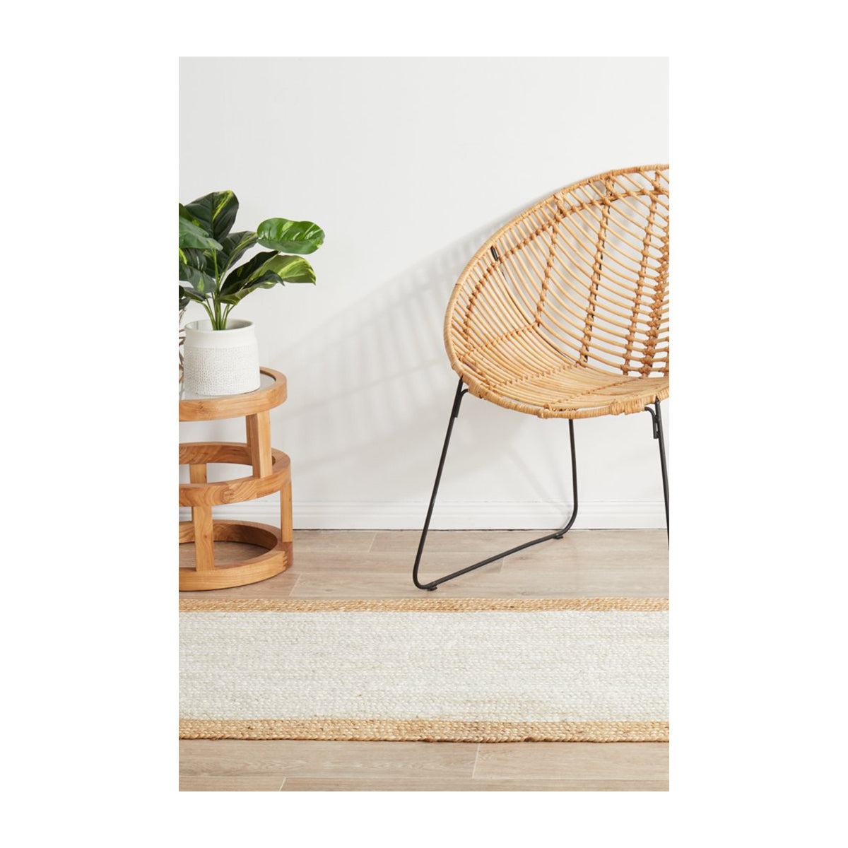 Noosa 333 Runner Rug (White, Natural)