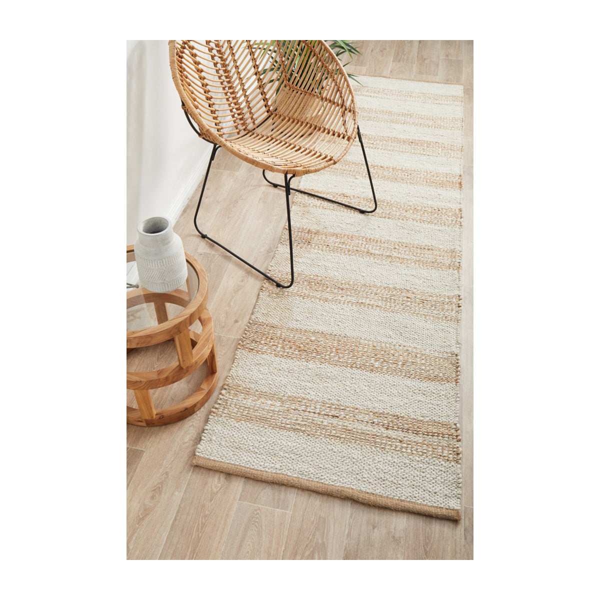 Noosa 555 Runner Rug (Natural, White)