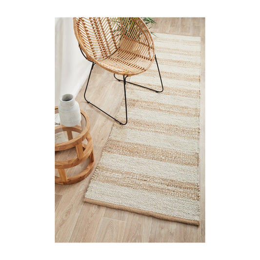 Noosa 555 Runner Rug (Natural, White)
