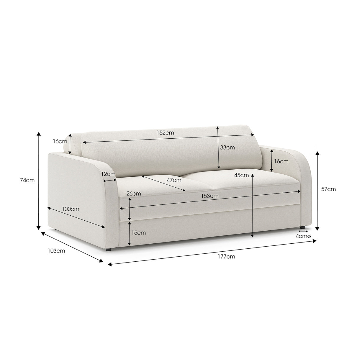 Aubrey 2.5 Seater Sofa Bed