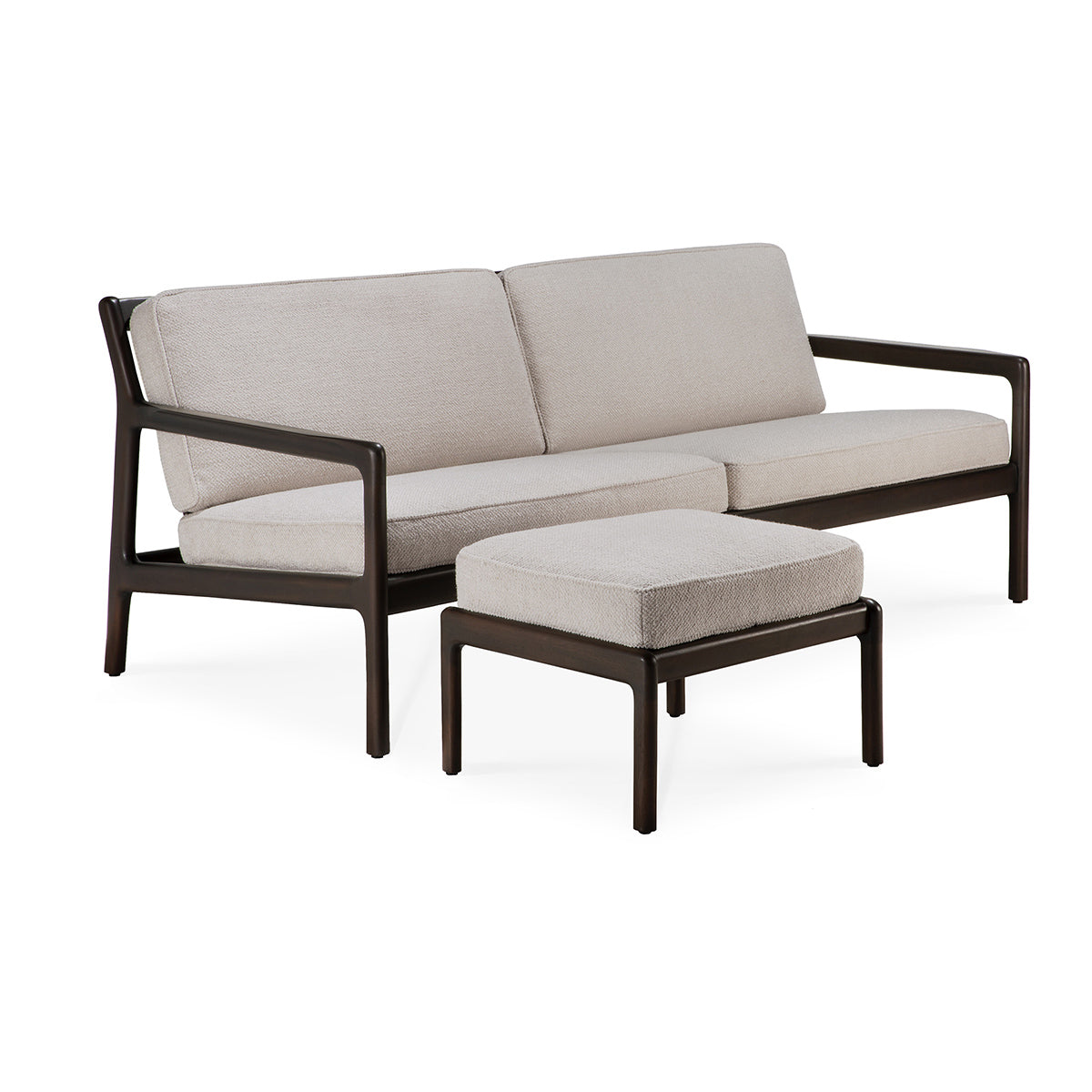 Jack Fabric 3 Seater Sofa (Mahogany Dark Brown, Ivory)