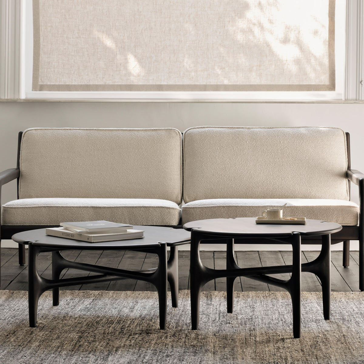 Jack Fabric 3 Seater Sofa (Mahogany Dark Brown, Ivory)