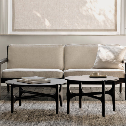 Jack Fabric 3 Seater Sofa (Mahogany Dark Brown, Ivory)