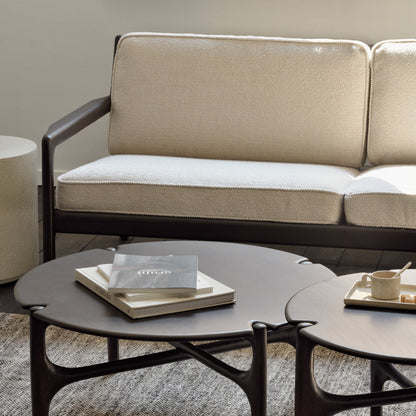 Jack Fabric 3 Seater Sofa (Mahogany Dark Brown, Ivory)