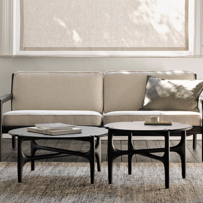 Jack Fabric 3 Seater Sofa (Mahogany Dark Brown, Ivory)