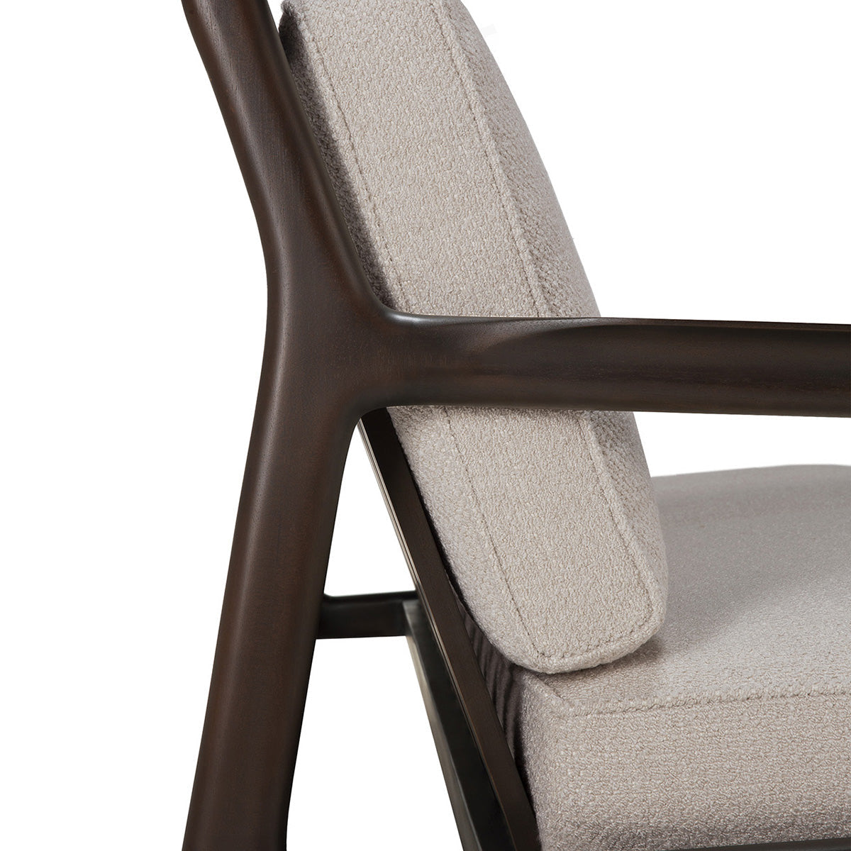 Jack Fabric 3 Seater Sofa (Mahogany Dark Brown, Ivory)