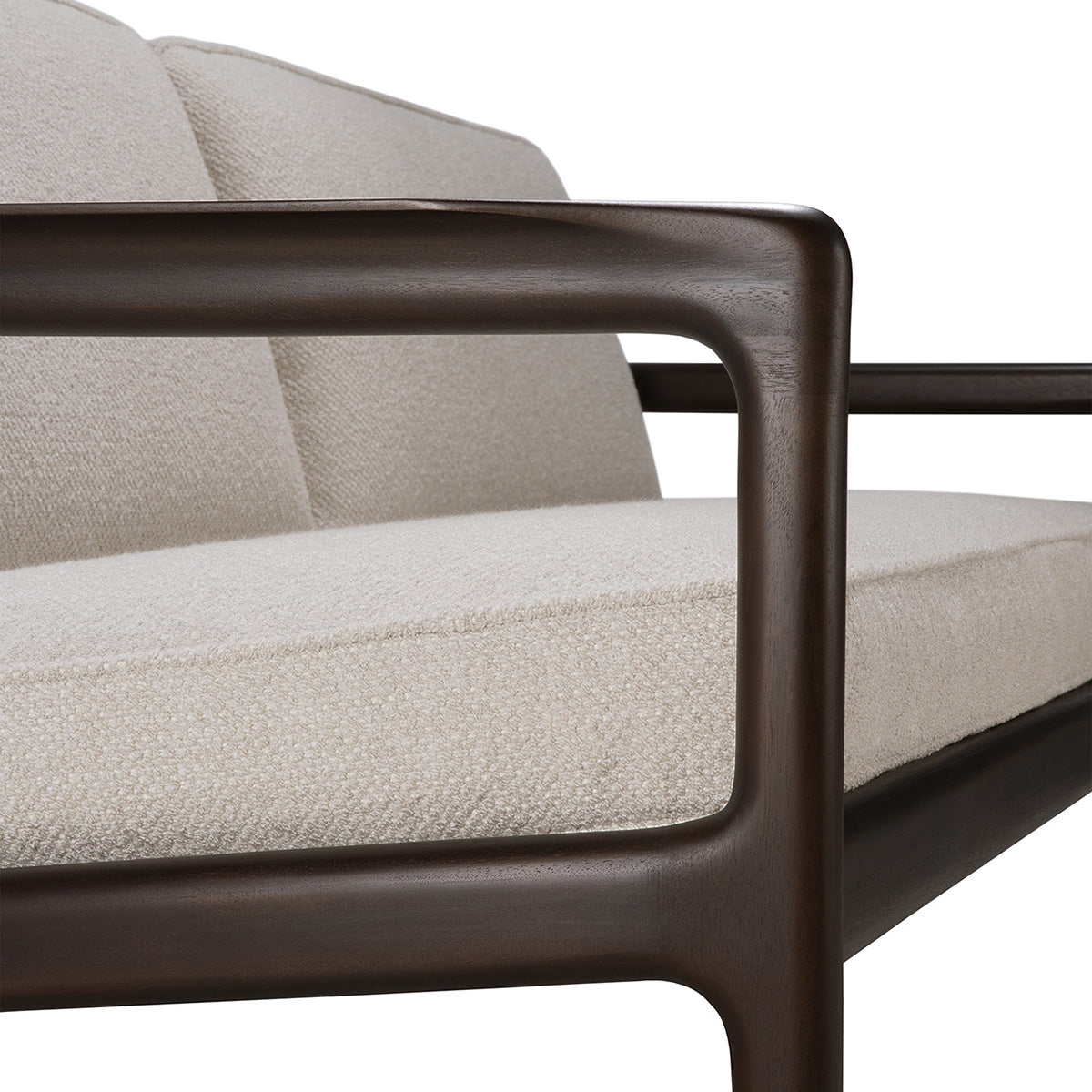 Jack Fabric 3 Seater Sofa (Mahogany Dark Brown, Ivory)