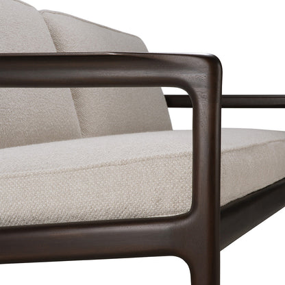 Jack Fabric 3 Seater Sofa (Mahogany Dark Brown, Ivory)