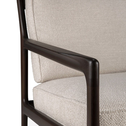 Jack Fabric 3 Seater Sofa (Mahogany Dark Brown, Ivory)