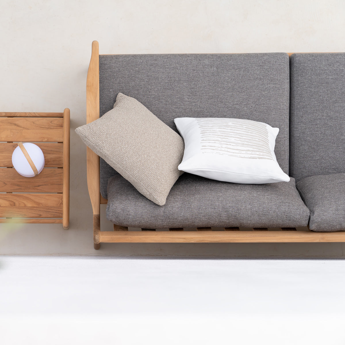 Jack Outdoor Fabric 3 Seater Sofa (Teak, Mocha)