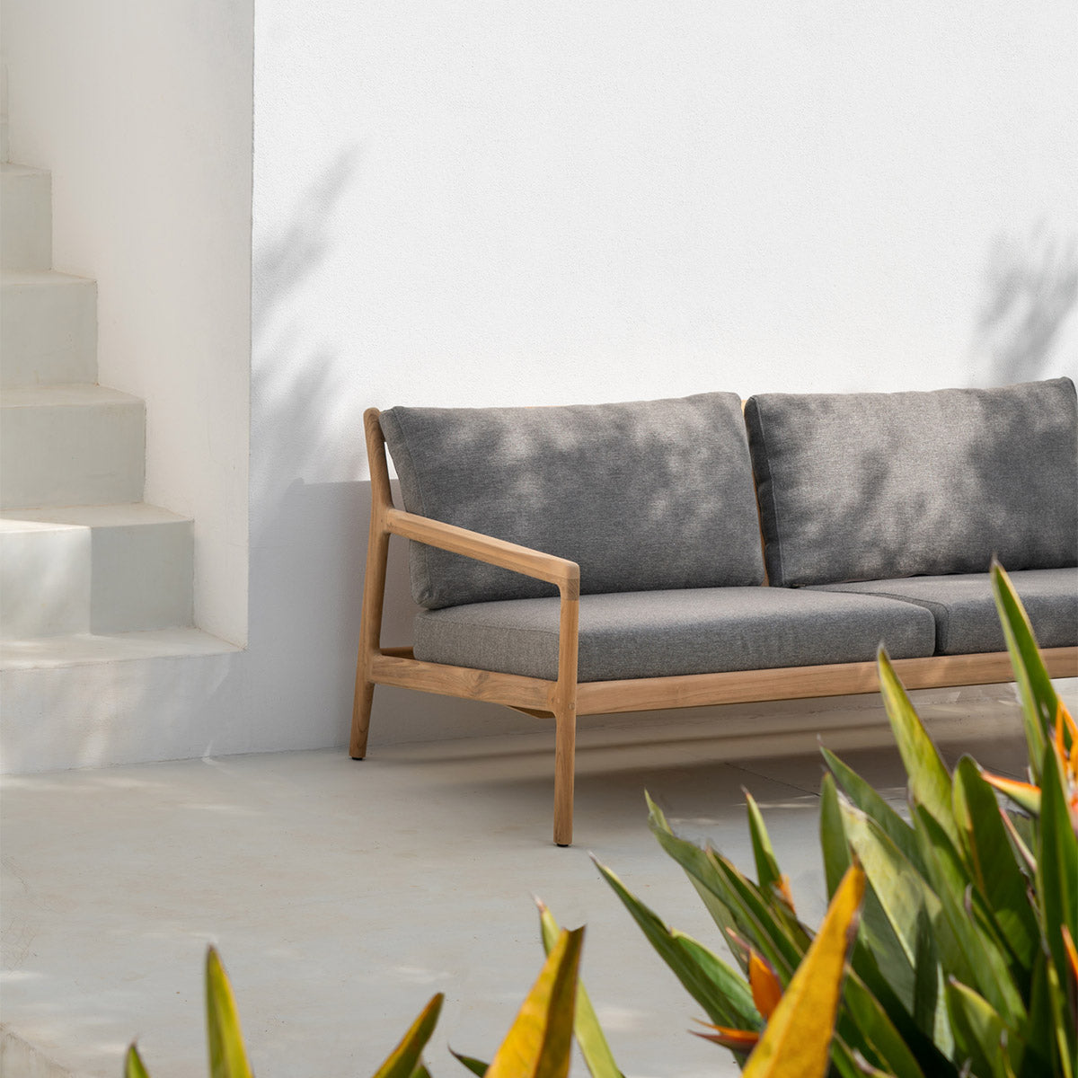 Jack Outdoor Fabric 3 Seater Sofa (Teak, Mocha)