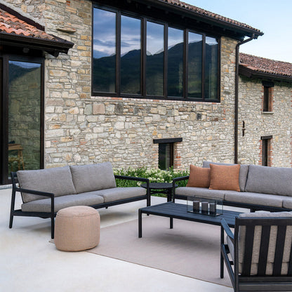 Jack Outdoor Fabric 4 Seater Sofa (Teak Black, Mocha)