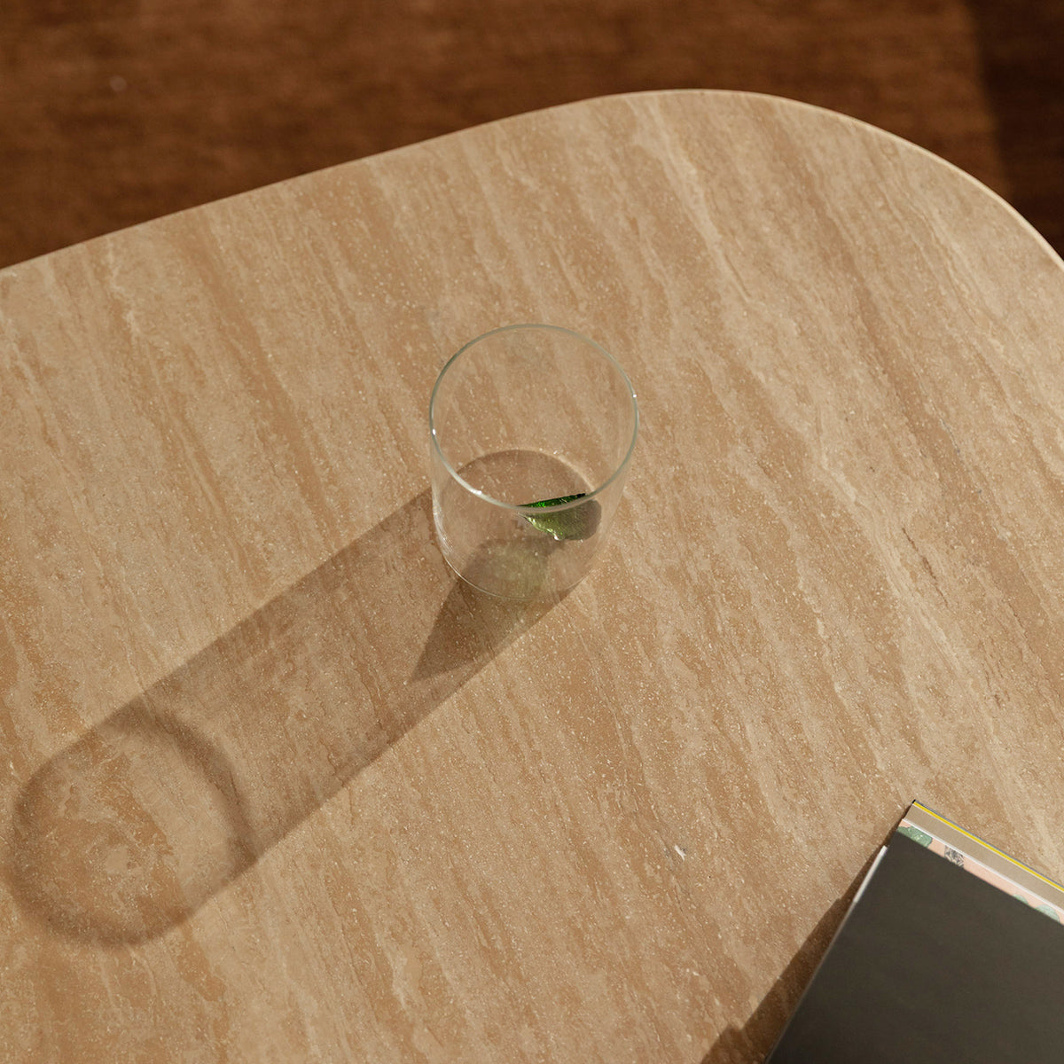 Pierro Travertine Coffee Table (Oak, Travertine)