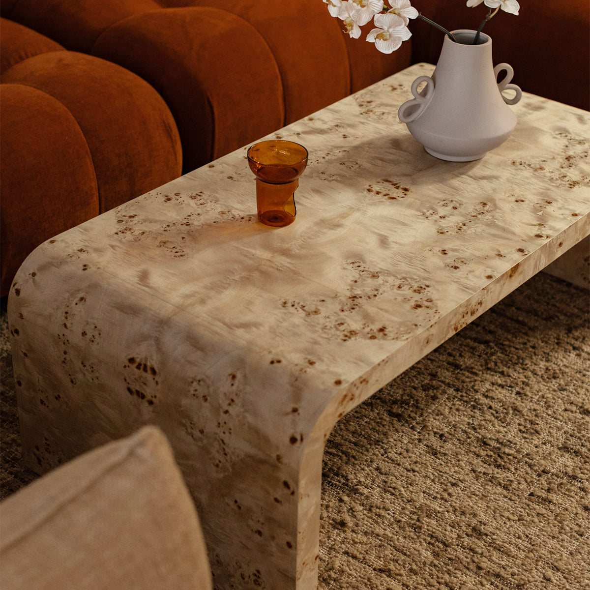 Valentina Burlwood Curve Coffee Table