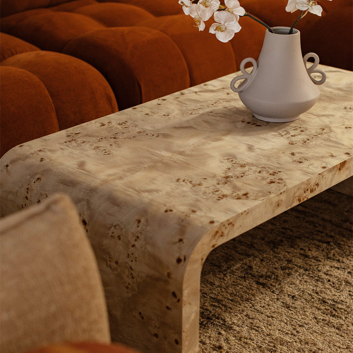 Valentina Burlwood Curve Coffee Table