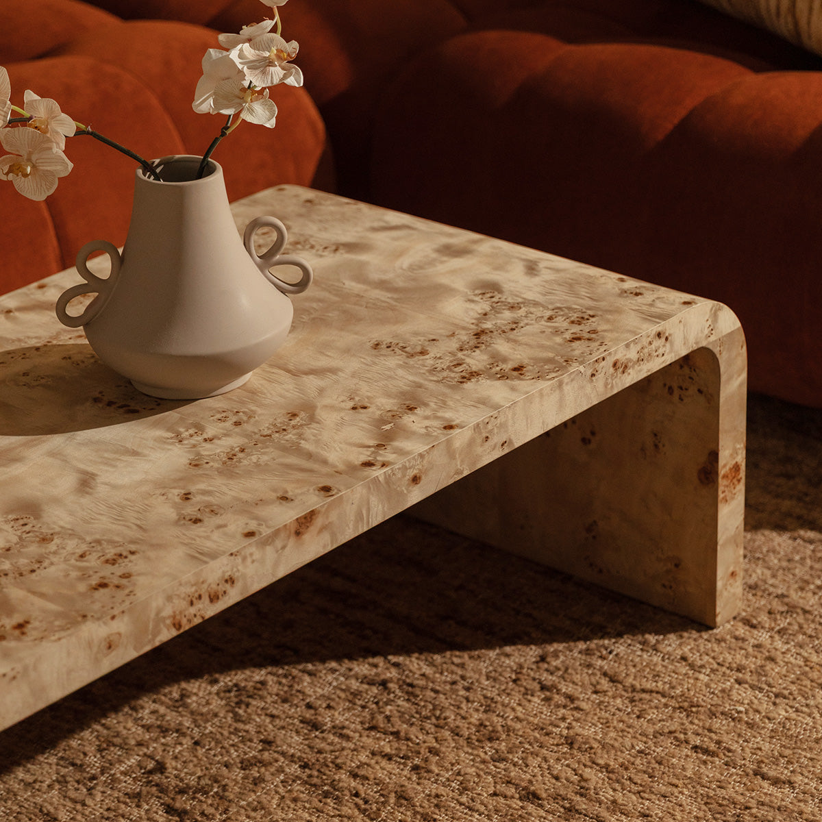 Valentina Burlwood Curve Coffee Table