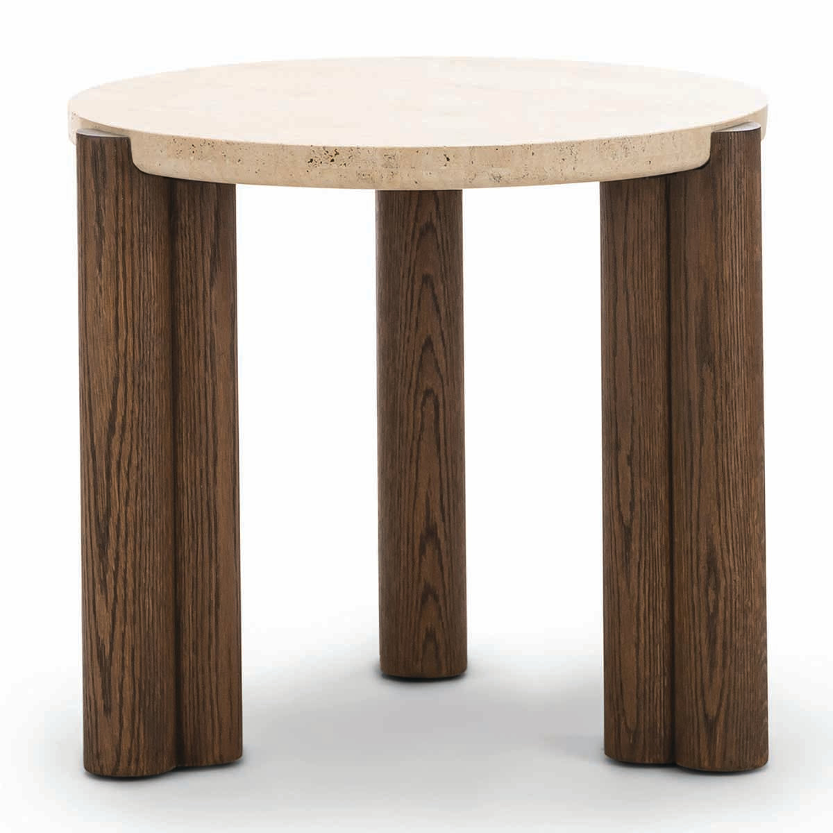 Alba Round Travertine Side Table