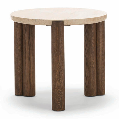 Alba Round Travertine Side Table