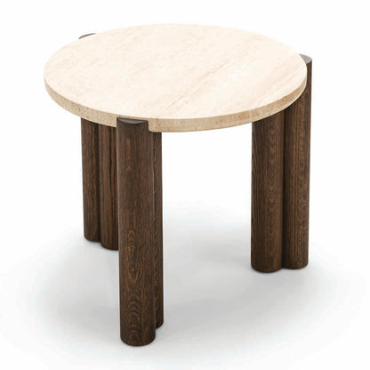 Alba Round Travertine Side Table