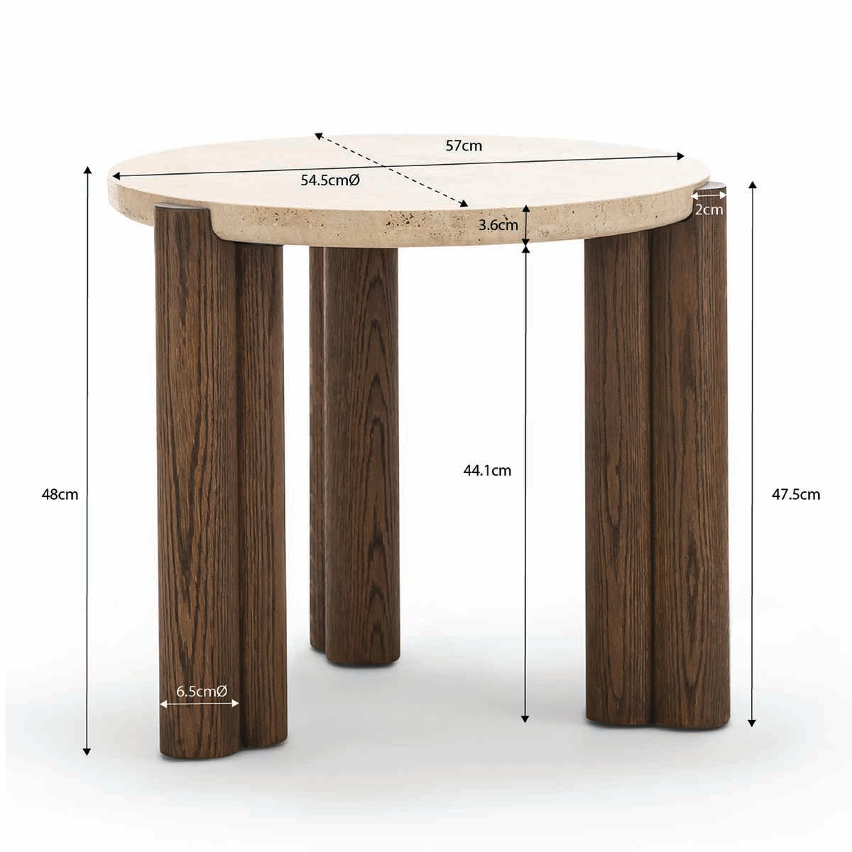 Alba Round Travertine Side Table