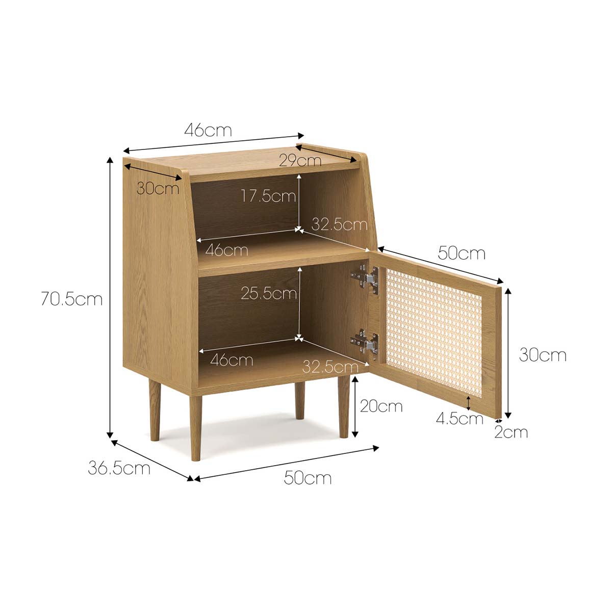 Thea Rattan 1 Door Bedside Table