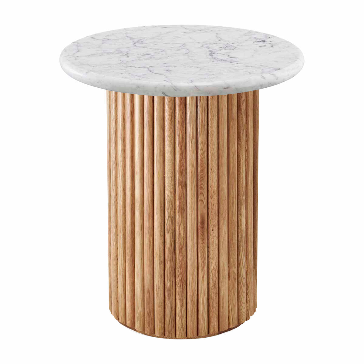 Cosmos Side Table (Oak, Carrara Marble)