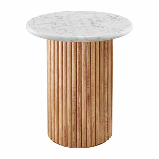 Cosmos Side Table (Oak, Carrara Marble)