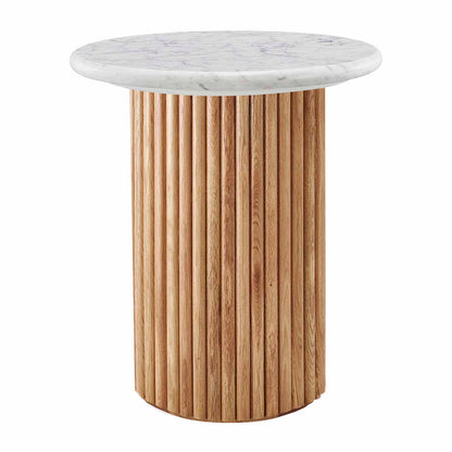 Cosmos Side Table (Oak, Carrara Marble)