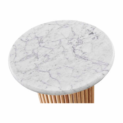Cosmos Side Table (Oak, Carrara Marble)