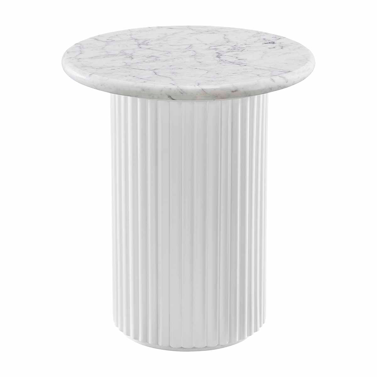 Cosmos Side Table (White Oak, Carrara Marble)