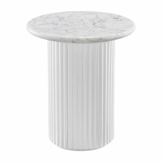 Cosmos Side Table (White Oak, Carrara Marble)