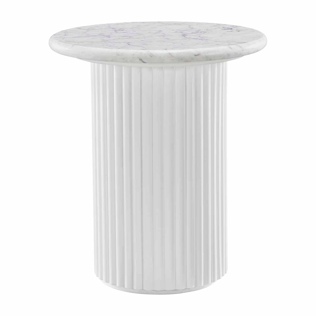 Cosmos Side Table (White Oak, Carrara Marble)