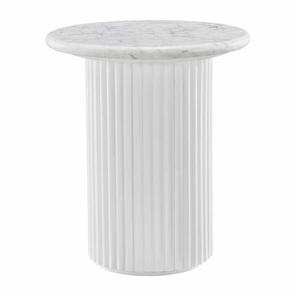 Cosmos Side Table (White Oak, Carrara Marble)