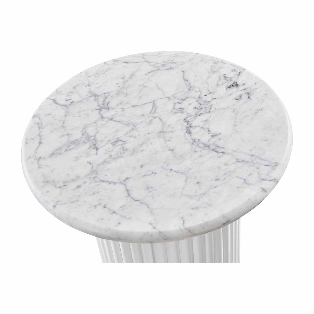 Cosmos Side Table (White Oak, Carrara Marble)