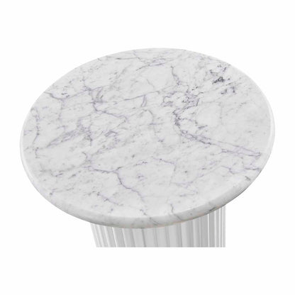 Cosmos Side Table (White Oak, Carrara Marble)