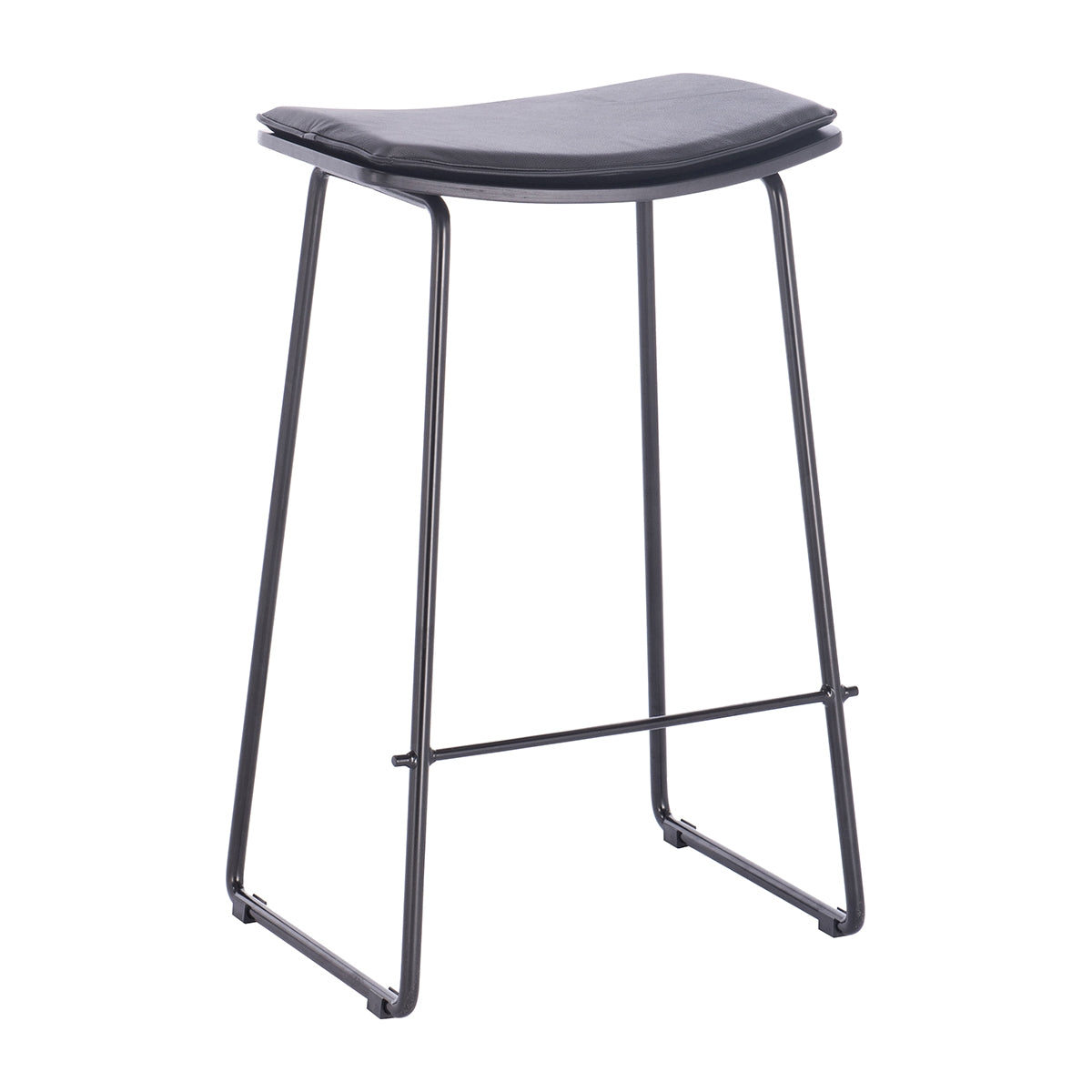 Hendrix Backless Bar Stool (Black, Black Leather)