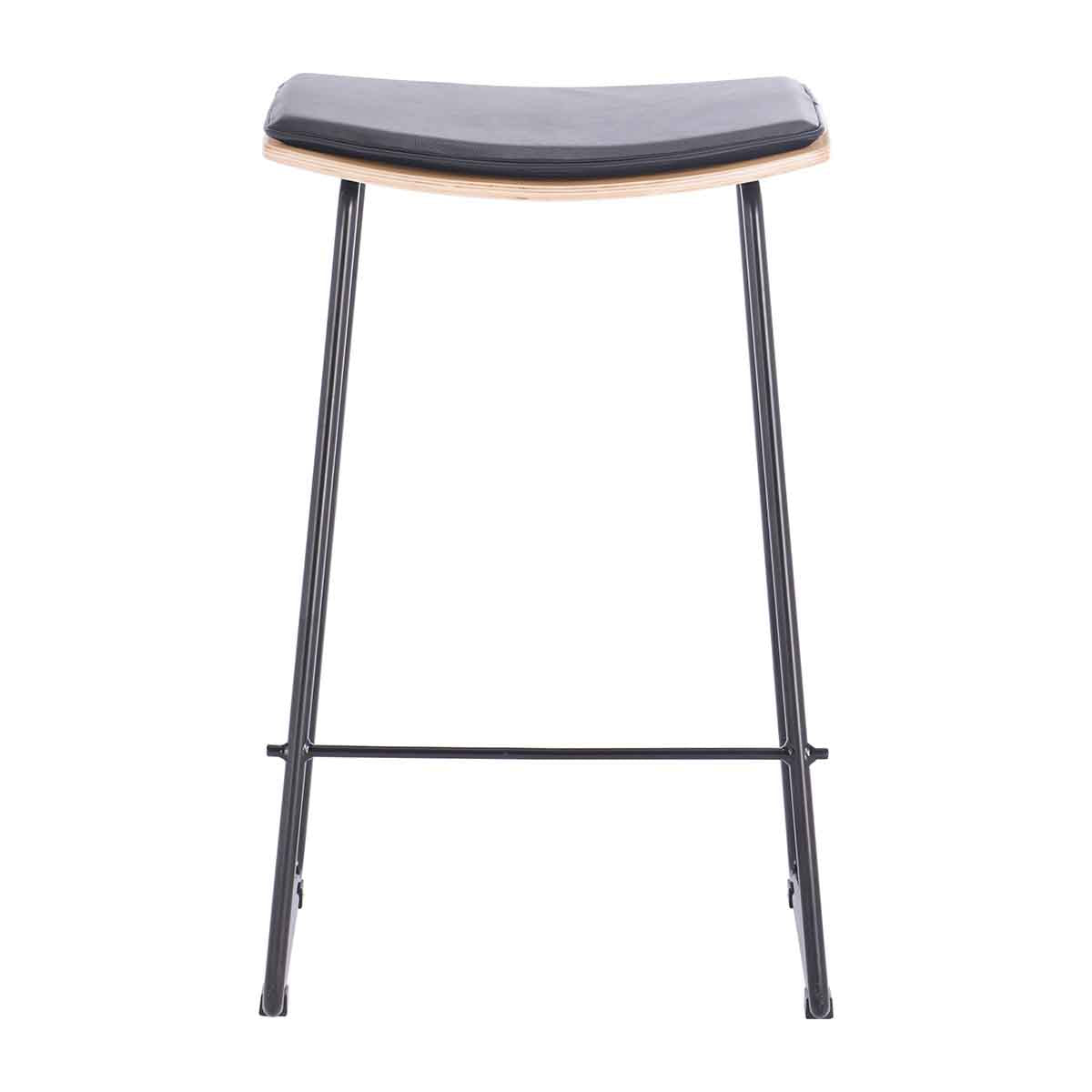 Hendrix Backless Bar Stool (Oak, Black Leather)