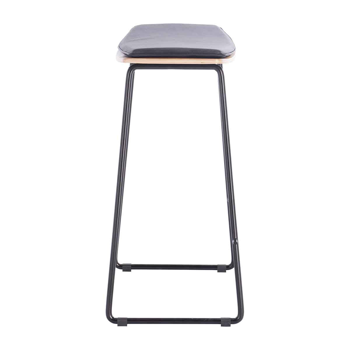 Hendrix Backless Bar Stool (Oak, Black Leather)
