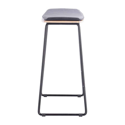 Hendrix Backless Bar Stool (Oak, Black Leather)