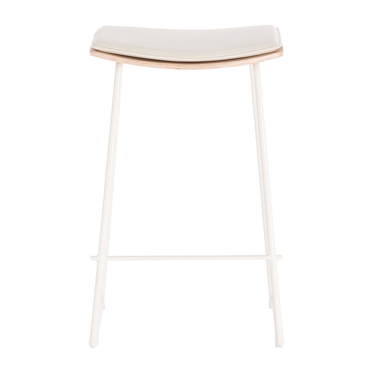 Hendrix Backless Bar Stool (Oak, White Leather)