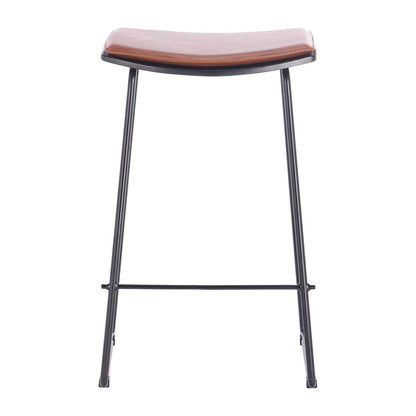 Hendrix Backless Bar Stool (Black, Tan Leatherette)